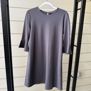 ABS Collection Bell Sleeve Sheath Dress Size Small Charcoal Black Grey NEW